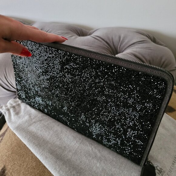 Brunello Cucinelli black crystal large evening clutch . - Picture 1 of 13